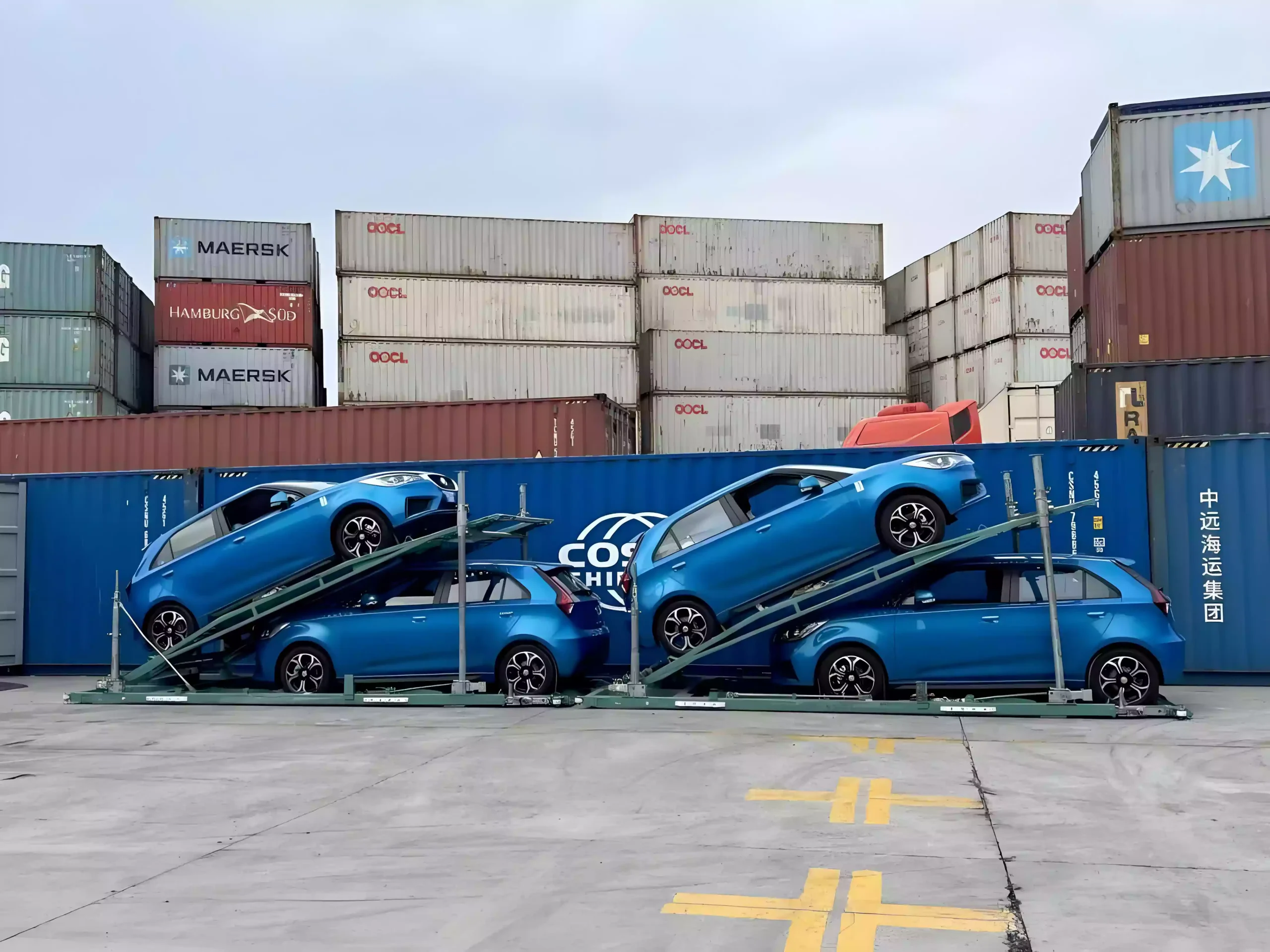 Cars before loading into container