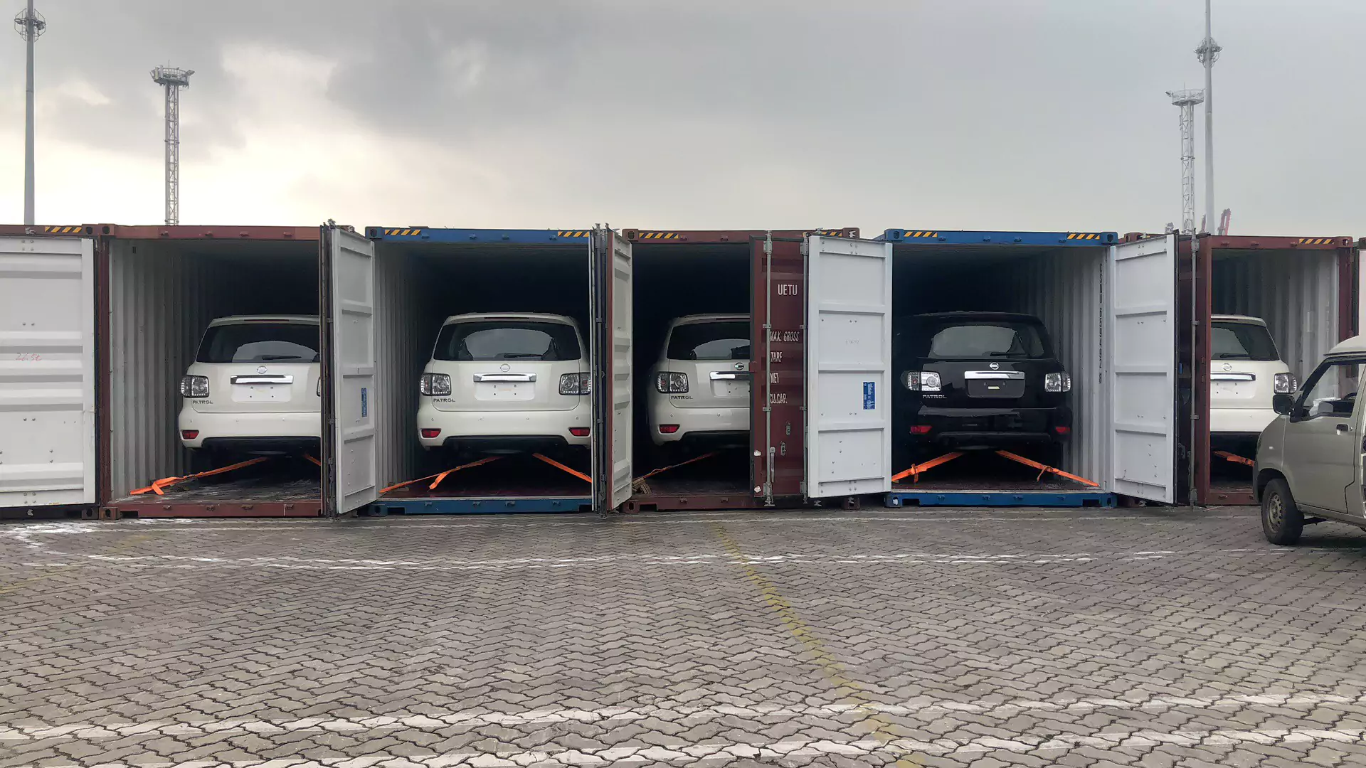 Cars packed in containers