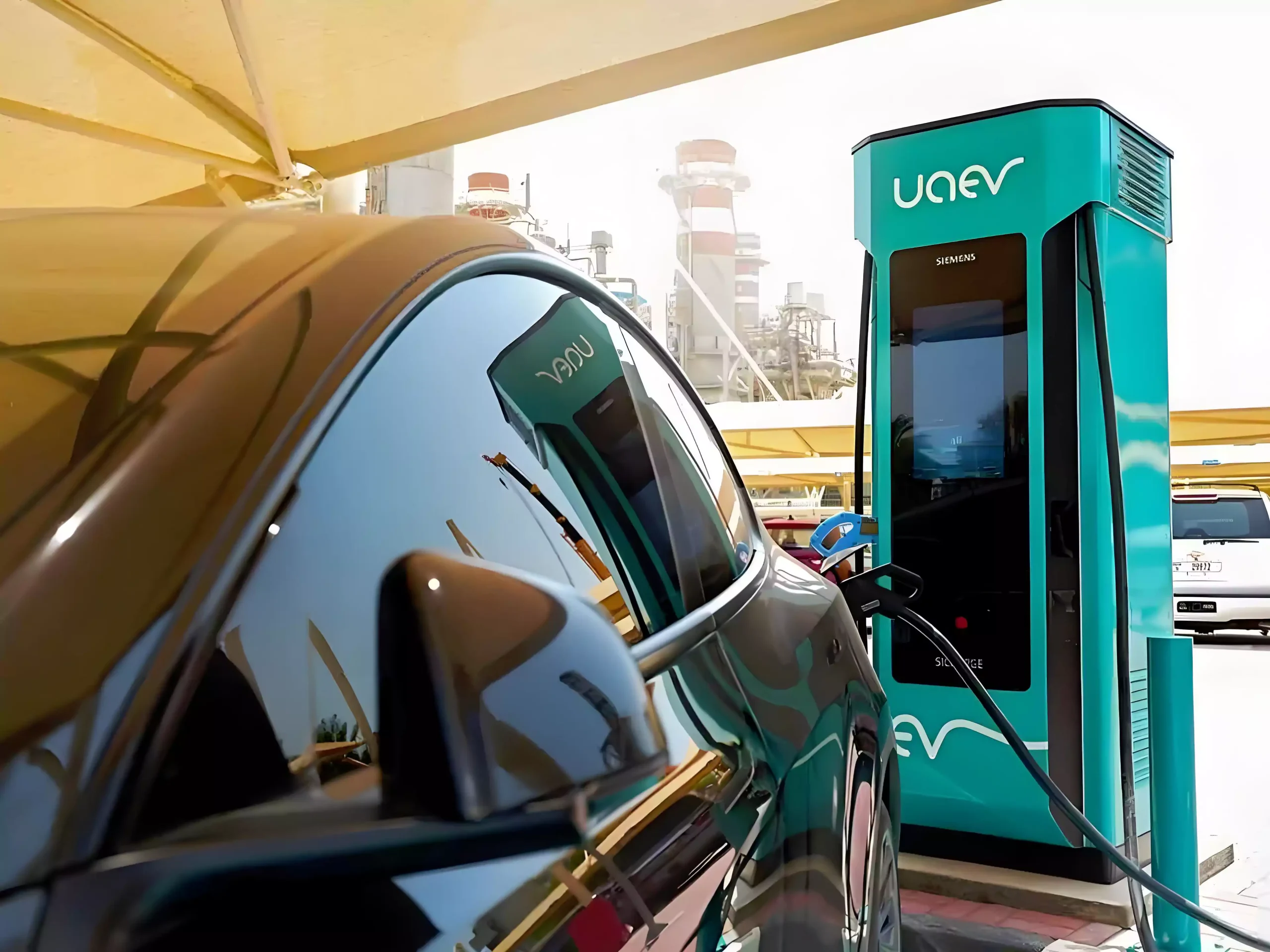 A car charging in the UAE